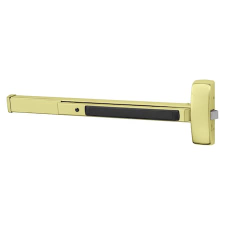 Grade 1 Rim Exit Bar, Wide Stile Pushpad, 36-in Device, Night Latch Function, Hex Key Dogging, Brigh